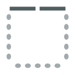 Chairs against three walls with tables against the fourth wall.