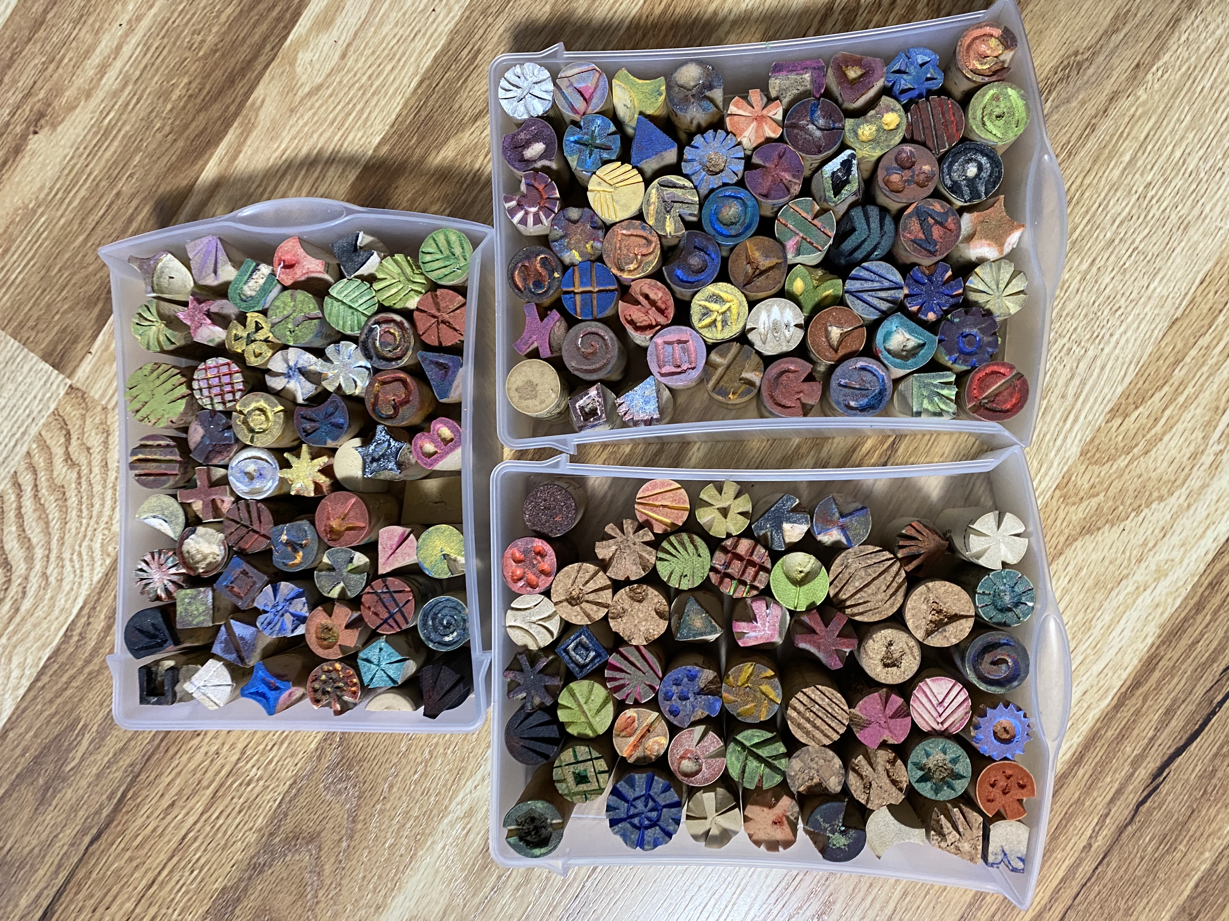 hand carved cork stamps