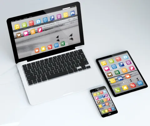 Photo of laptop, tablet and phone