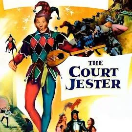 Movie poster pictures Danny Kay in red & green jester regalia