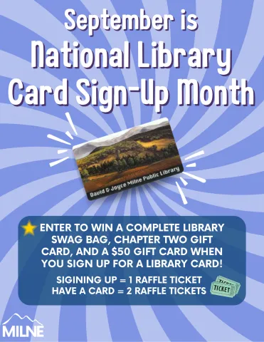 Flyer for library card raffle