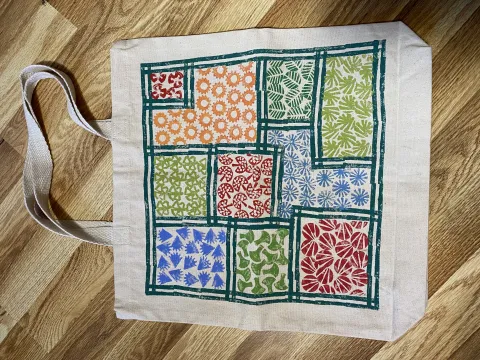 stamped, canvas bag