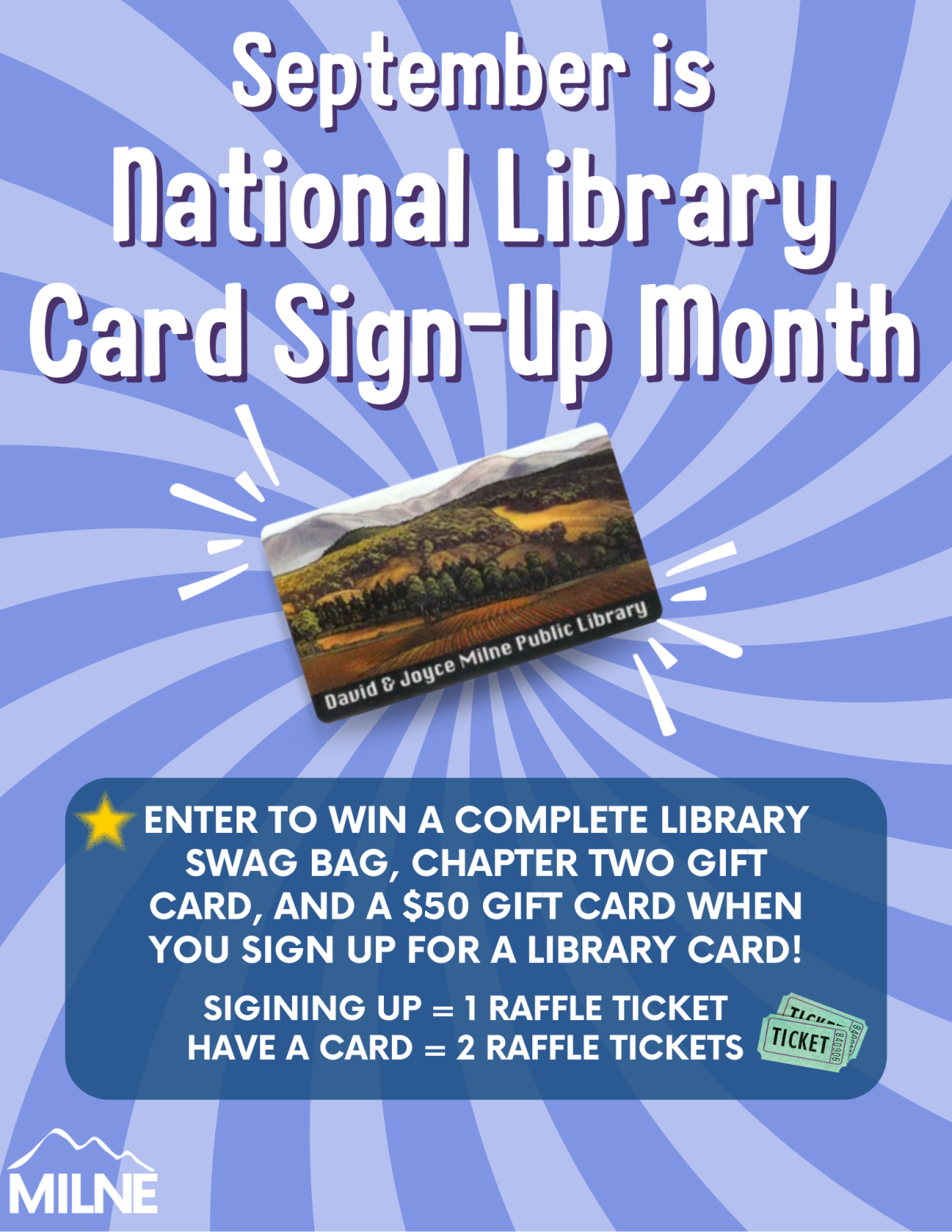 Flyer for library card raffle