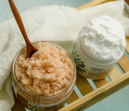photo of two body scrubs