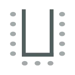 Tables form a U-shape with chairs along the outer perimeter of the tables.